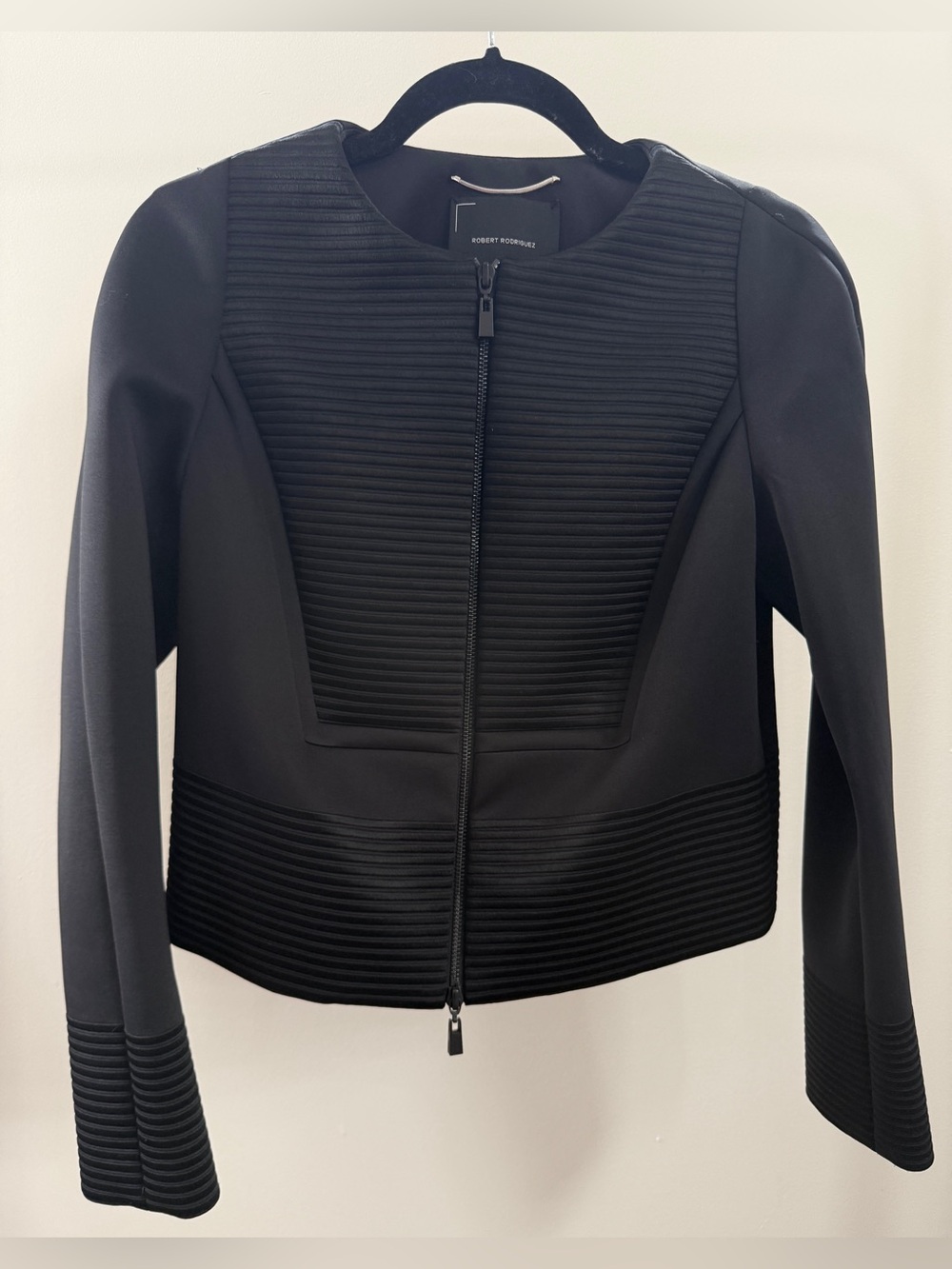 Robert Rodriguez Black Cropped Moto Jacket | Size 4